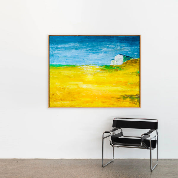 Abstract Painting – Original Wall Art – Large Oil & Acrylic Painting on Canvas – Modern Minimalist Contemporary Canvas Art – “Yellow Field”