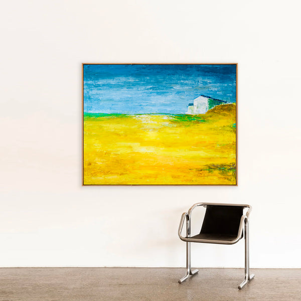Abstract Painting – Original Wall Art – Large Oil & Acrylic Painting on Canvas – Modern Minimalist Contemporary Canvas Art – “Yellow Field”