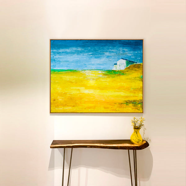 Abstract Painting – Original Wall Art – Large Oil & Acrylic Painting on Canvas – Modern Minimalist Contemporary Canvas Art – “Yellow Field”