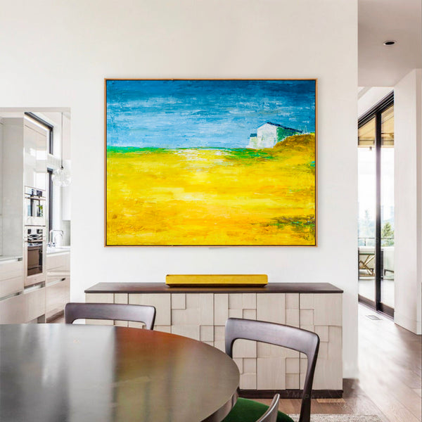 Abstract Painting – Original Wall Art – Large Oil & Acrylic Painting on Canvas – Modern Minimalist Contemporary Canvas Art – “Yellow Field”