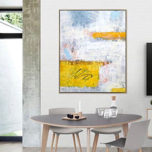 Colorful Abstract Original Acrylic Painting, Modern Canvas Wall Art, Expression of Light & Color | Yellow echo