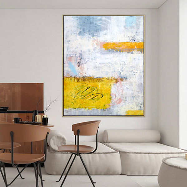 Colorful Abstract Original Acrylic Painting, Modern Canvas Wall Art, Expression of Light & Color | Yellow echo