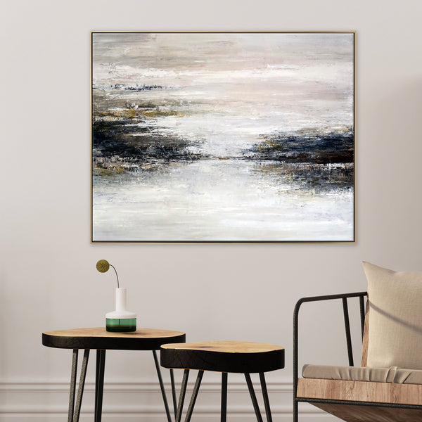 Tranquil Abstract Original Painting in Acrylic, Large Modern Canvas Wall Art Invoking Mysterious Atmosphere | Yet