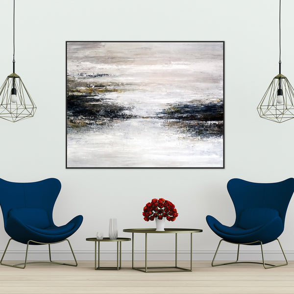 Tranquil Abstract Original Painting in Acrylic, Large Modern Canvas Wall Art Invoking Mysterious Atmosphere | Yet