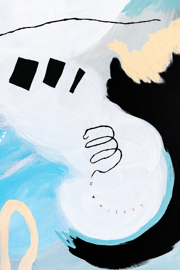 Large Original Abstract Playful Painting Sky Blue Modern Canvas Wall Art | Yoso (44"x44")