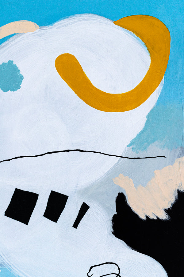 Large Original Abstract Playful Painting Sky Blue Modern Canvas Wall Art | Yoso (44"x44")