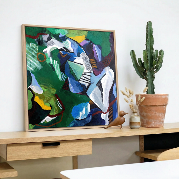 Abstract Expressionist Painting – Original Wall Art – Oil & Acrylic on Canvas – Vis Viridis (20"x20")