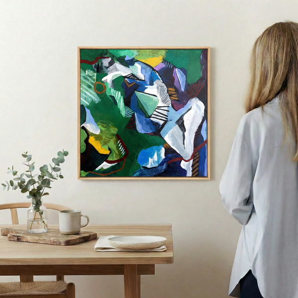 Abstract Expressionist Painting – Original Wall Art – Oil & Acrylic on Canvas – Vis Viridis (20"x20")