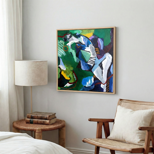 Abstract Expressionist Painting – Original Wall Art – Oil & Acrylic on Canvas – Vis Viridis (20"x20")