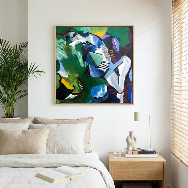 Abstract Expressionist Painting – Original Wall Art – Oil & Acrylic on Canvas – Vis Viridis (20"x20")