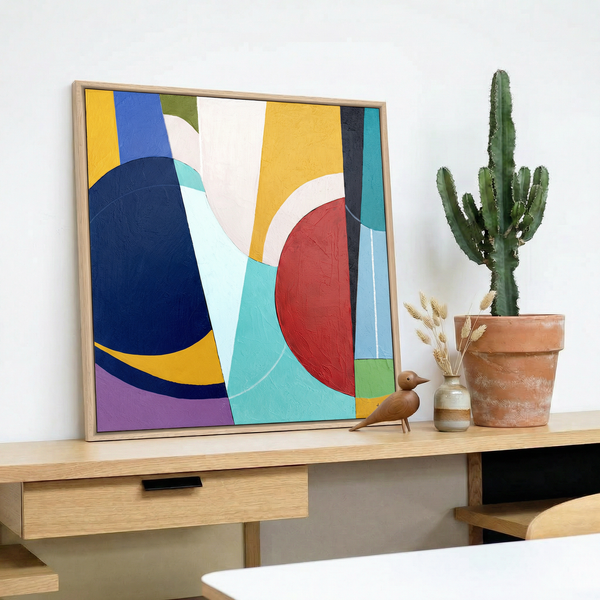 Abstract Geometric Painting – Original Wall Art – Oil & Acrylic on Canvas – Nox et Dies (20"x20")