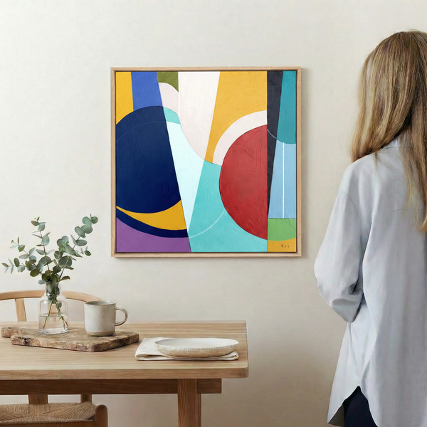 Abstract Geometric Painting – Original Wall Art – Oil & Acrylic on Canvas – Nox et Dies (20"x20")