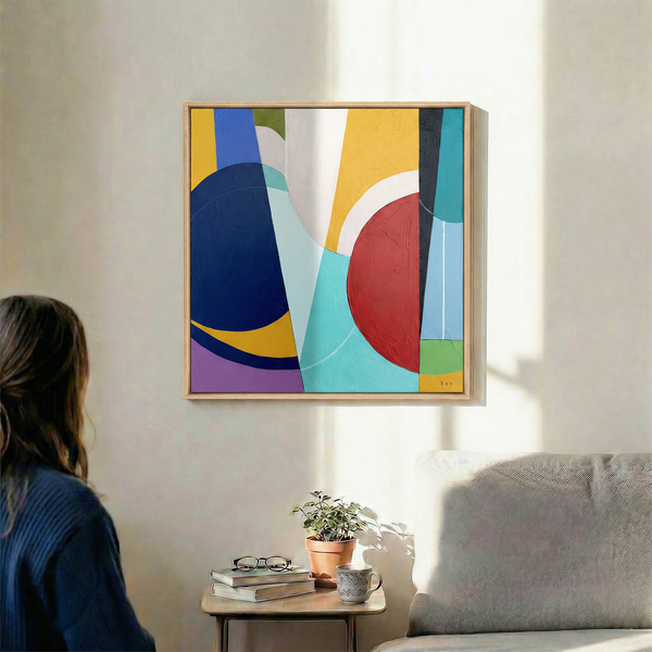 Abstract Geometric Painting – Original Wall Art – Oil & Acrylic on Canvas – Nox et Dies (20"x20")