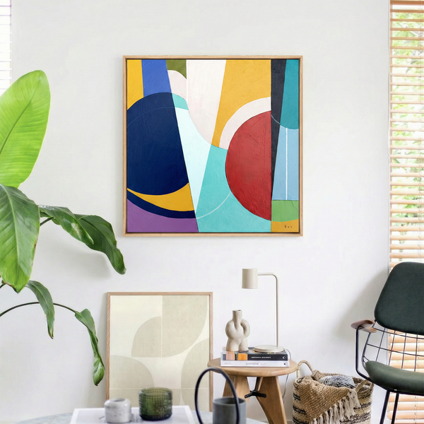 Abstract Geometric Painting – Original Wall Art – Oil & Acrylic on Canvas – Nox et Dies (20"x20")