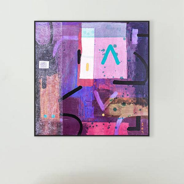 Original Abstract Purple Painting Unique Mixed Media Modern Canvas Wall Art | giho-p (24"x24")