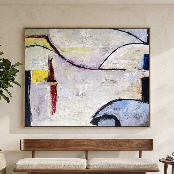 Abstract Wall Art — Large Modern Neutral Oil Painting, Textured Canvas Original — "No. 6 (Horizontal Ver.)"