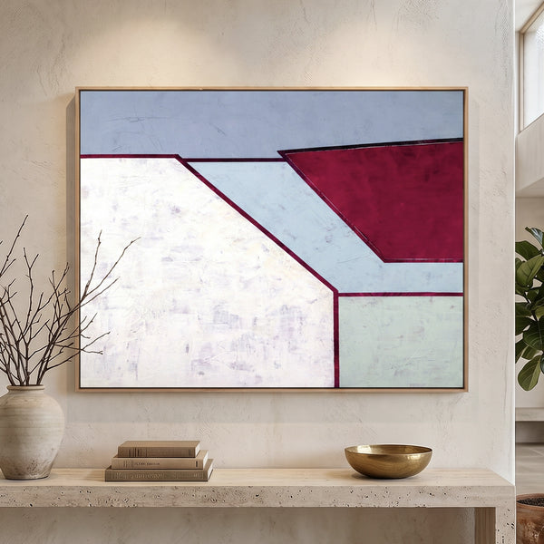 Moody Blue Modern Abstract Wall Art — Large Original Oil Painting, Textured Canvas — "Room II (Horizontal Ver.)"