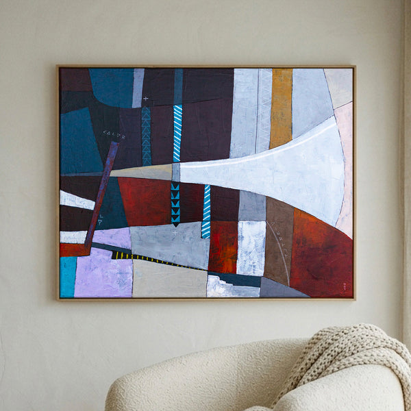 Moody Teal Abstract Wall Art — Original Acrylic Painting, Textured Canvas, Oversized Statement — "Locus Ille"