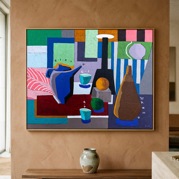 Moody Neutral Abstract Wall Art — Modern Original Acrylic Painting, Textured Canvas — "Ein Tisch III"