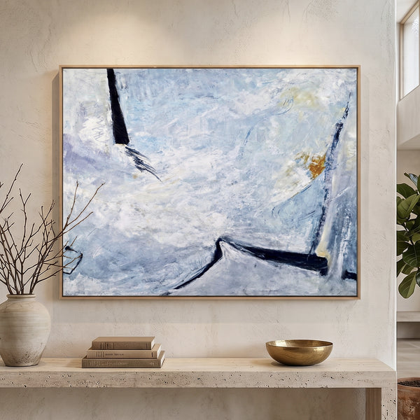 Moody Teal Abstract Wall Art — Original Oil Painting, Textured Canvas Statement — "Unspoken (Horizontal Ver.)"