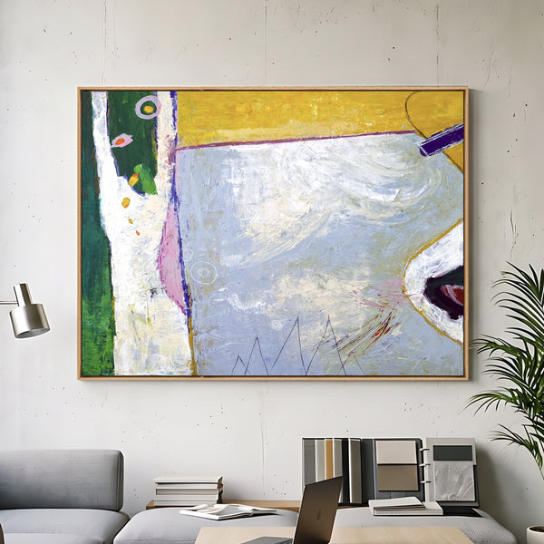 Vibrant Yellow Green Abstract Wall Art — Modern Original Oil Painting, Textured Canvas — "Your garden (Horizontal Ver.)"