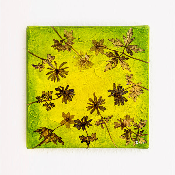 Pink Boho Abstract Wall Art — Original Mixed Media Painting, Textured Canvas Statement — "Florum-II" (8"x8") (8"x8" | 20x20cm)