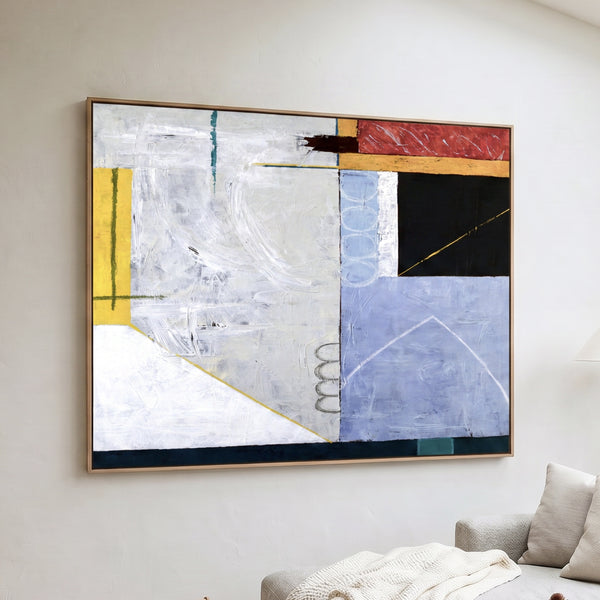 Bold Grey Abstract Wall Art — Modern Original Oil Painting, Textured Canvas — "Shade (Horizontal Ver.)"
