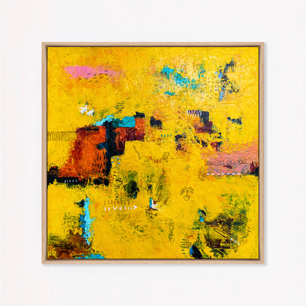 Vibrant Yellow Modern Abstract Wall Art — Original Oil Painting, Textured Canvas — "Sensus Gelb I" (20"x20") (20"x20" | 51x51cm)