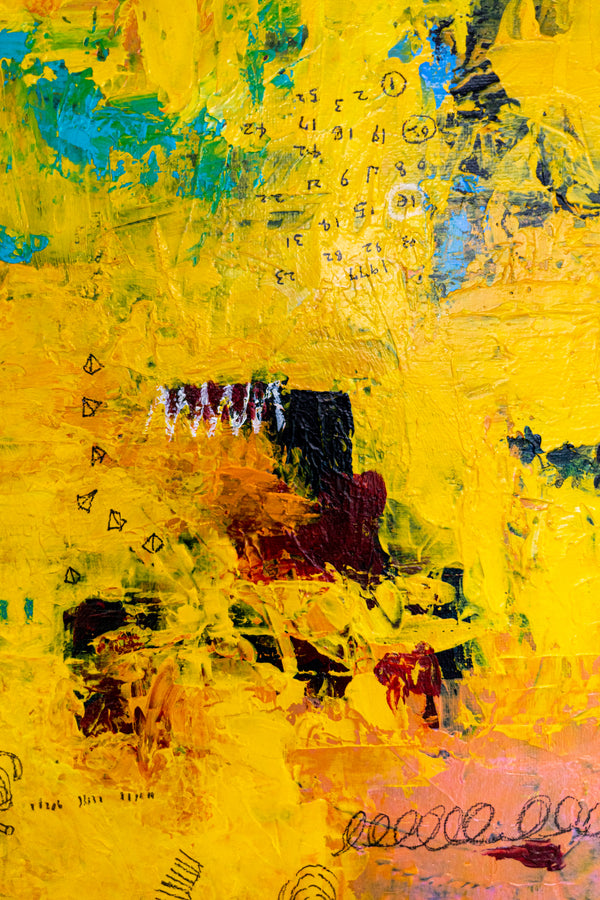Vibrant Yellow Modern Abstract Wall Art — Original Oil Painting, Textured Canvas — "Sensus Gelb I" (20"x20") (20"x20" | 51x51cm)