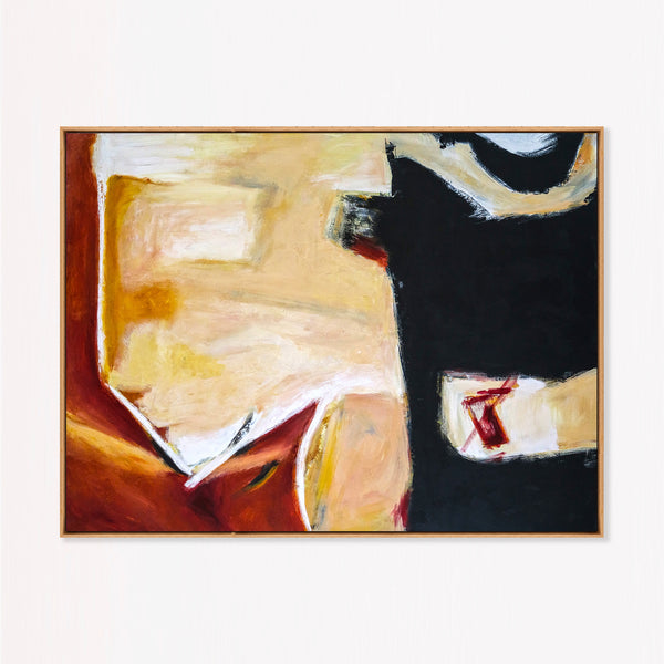 Large Moody Black Abstract Wall Art — Original Oil Painting, Textured Canvas — "In that manner (Horizontal Ver.)"