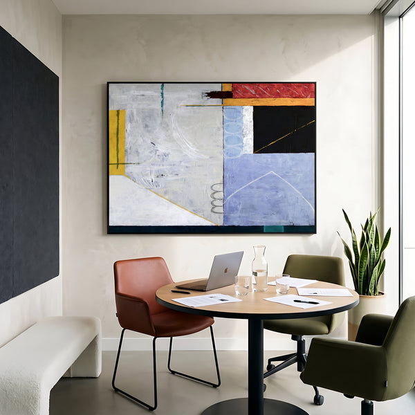 Bold Grey Abstract Wall Art — Modern Original Oil Painting, Textured Canvas — "Shade (Horizontal Ver.)"