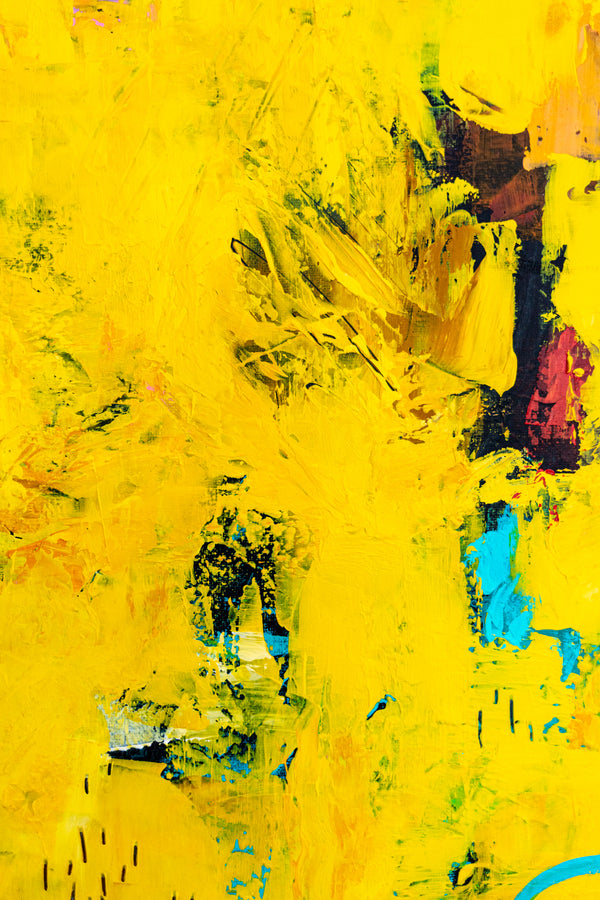 Warm Yellow Modern Abstract Wall Art — Original Oil Painting, Textured Canvas — "Sensus Gelb II" (20"x20") (20"x20" | 51x51cm)