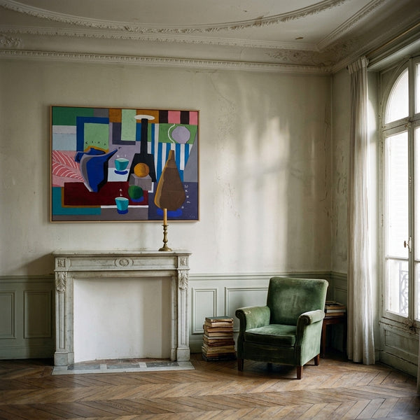 Moody Neutral Abstract Wall Art — Modern Original Acrylic Painting, Textured Canvas — "Ein Tisch III"