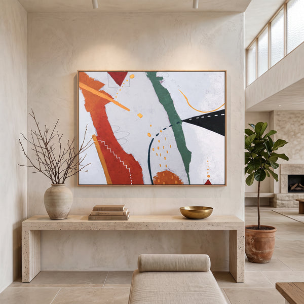 Bold Black Moody Abstract Wall Art — Original Oil Painting, Textured Canvas — "Black kite (Horizontal Ver.)"