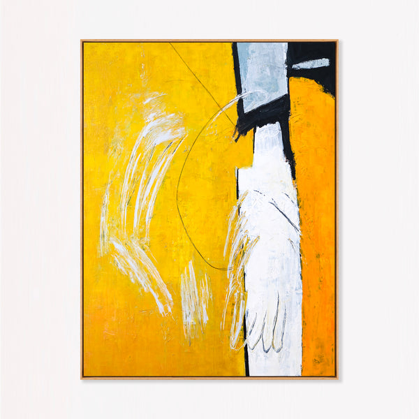 Bold Yellow Modern Abstract Wall Art — Large Original Oil Painting, Textured Canvas — "Gelb (Vertical Ver.)"