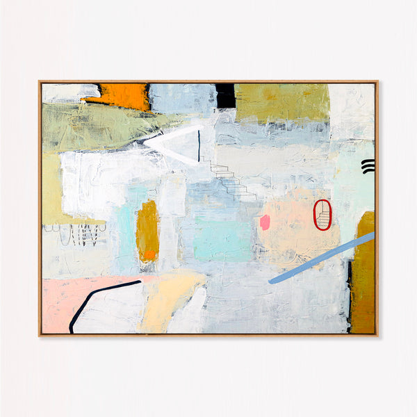 Serene Neutral Modern Abstract Wall Art — Large Original Oil Painting, Textured Canvas — "Daydream of Wednesday (Horizontal Ver.)"