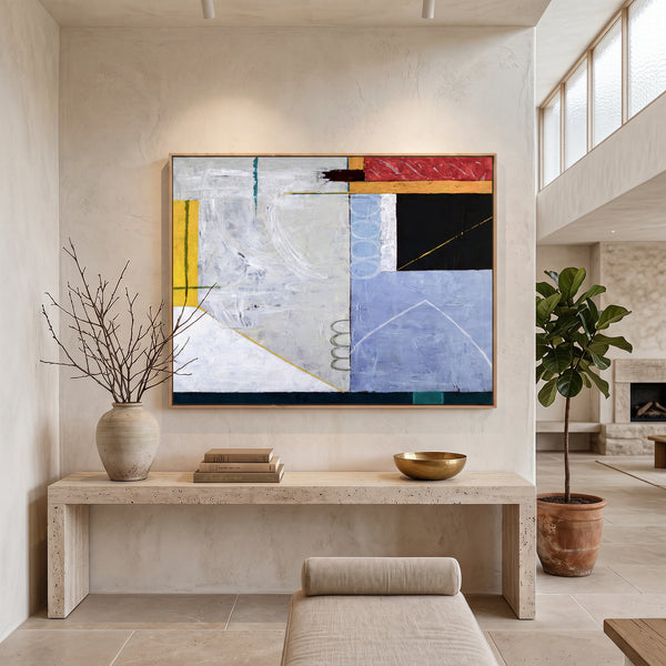 Bold Grey Abstract Wall Art — Modern Original Oil Painting, Textured Canvas — "Shade (Horizontal Ver.)"
