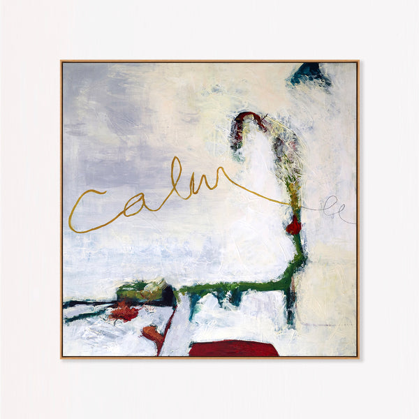 Serene White Minimalist Abstract Wall Art — Original Oil Painting, Textured Canvas — "Calm (Square Ver.)"