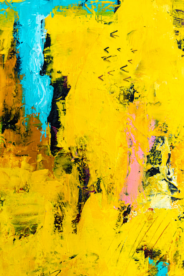 Warm Yellow Modern Abstract Wall Art — Original Oil Painting, Textured Canvas — "Sensus Gelb II" (20"x20") (20"x20" | 51x51cm)
