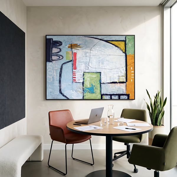 Moody Grey Abstract Wall Art — Large Original Oil Painting, Textured Canvas — "The Wait (Horizontal Ver.)"