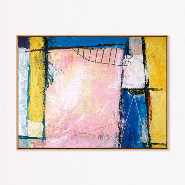 Pink Blue Abstract Wall Art — Large Original Oil Painting, Textured Canvas — "Hope (Horizontal Ver.)"