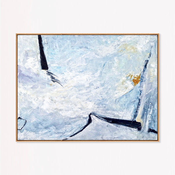Moody Teal Abstract Wall Art — Original Oil Painting, Textured Canvas Statement — "Unspoken (Horizontal Ver.)"