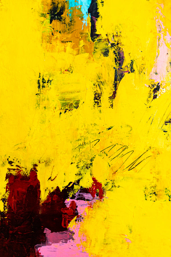 Warm Yellow Modern Abstract Wall Art — Original Oil Painting, Textured Canvas — "Sensus Gelb II" (20"x20") (20"x20" | 51x51cm)
