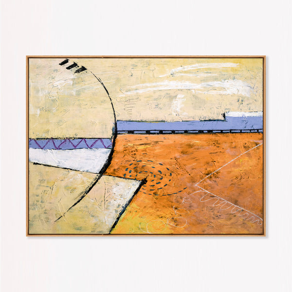 Bold Orange Modern Abstract Wall Art — Large Original Oil Painting, Textured Canvas — "Reception (Horizontal Ver.)"