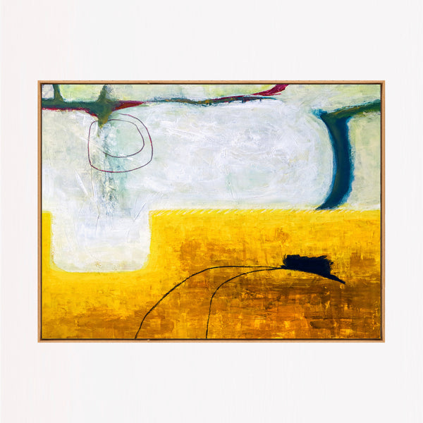 Vibrant Yellow Abstract Wall Art — Large Original Oil Painting, Textured Canvas — "The fourth (Horizontal Ver.)"
