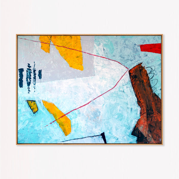 Abstract Wall Art Large Blue Modern Original Oil Painting, Textured Canvas — "Tale II (Horizontal Ver.)"