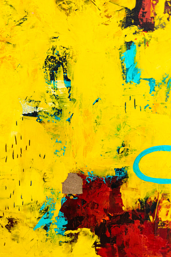 Warm Yellow Modern Abstract Wall Art — Original Oil Painting, Textured Canvas — "Sensus Gelb II" (20"x20") (20"x20" | 51x51cm)