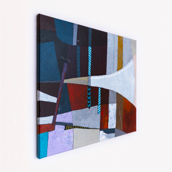 Moody Teal Abstract Wall Art — Original Acrylic Painting, Textured Canvas, Oversized Statement — "Locus Ille"