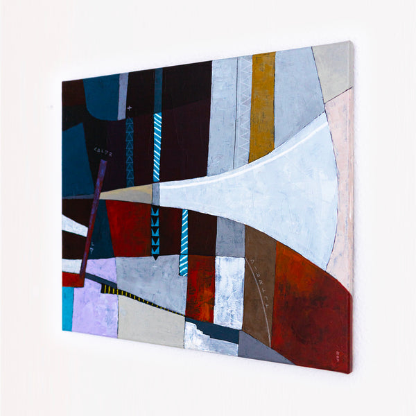 Moody Teal Abstract Wall Art — Original Acrylic Painting, Textured Canvas, Oversized Statement — "Locus Ille"