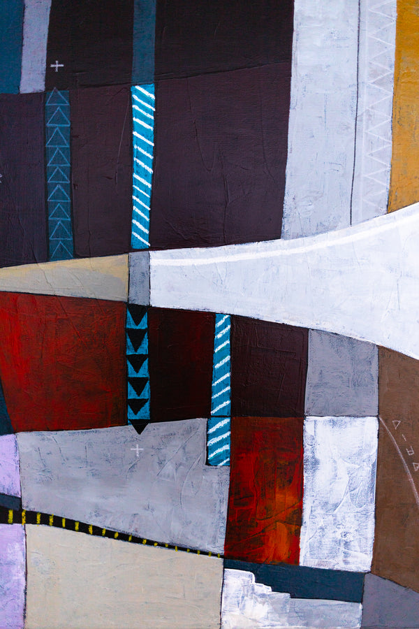 Moody Teal Abstract Wall Art — Original Acrylic Painting, Textured Canvas, Oversized Statement — "Locus Ille"